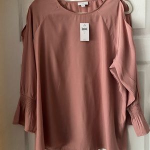 J,Jill slight cold shoulder top Rose NWT!